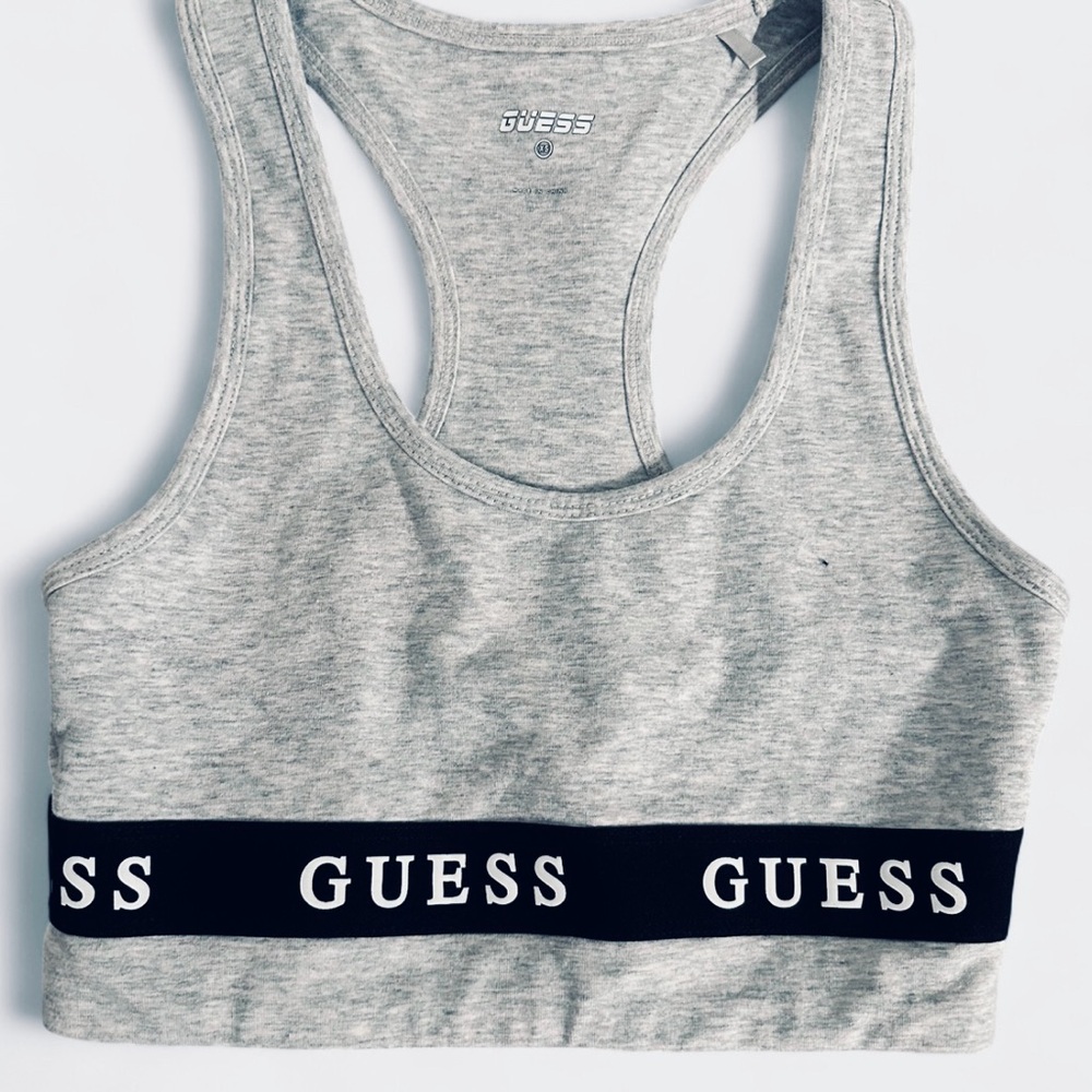 Guess Heather Gray Sports Bra with Black Band